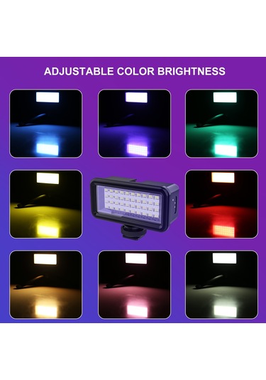 Puluz Pu631b 40 M Su Geçirmez 40-led Kamera Dolgu Işığı Şarj Edilebilir Dalış Vlog Fotoğraf Işığı