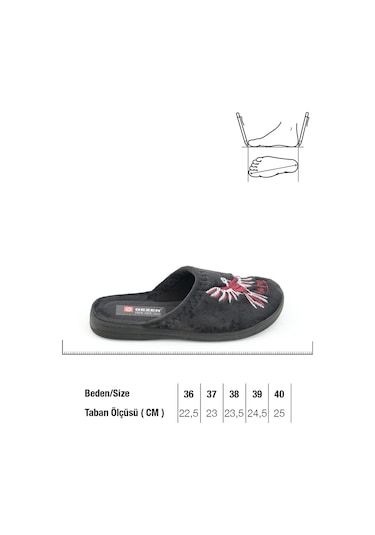 Gezer Kışlık Kadın Nakışlı Ev Terlik Gt1kzm.13621.00.010.0c Siyah