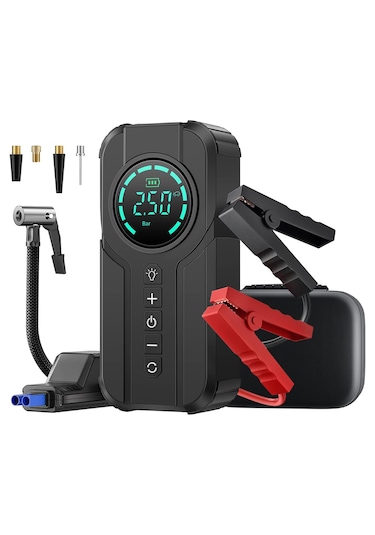 Robo Şarjlı Akü Ateşleyici 4ü Bir Arada Lastik Şişirici+powerbank+led Işık