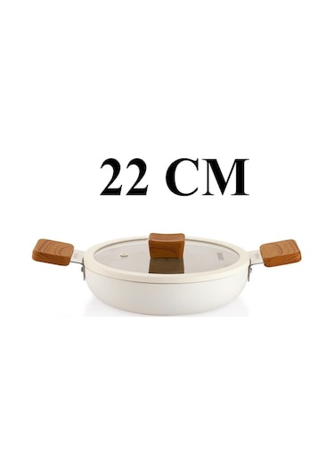 Schafer Ceramoni Seramik Tava 24 Cm Ve 22 Cm Kapaklı Sahan Seti Krem Krem