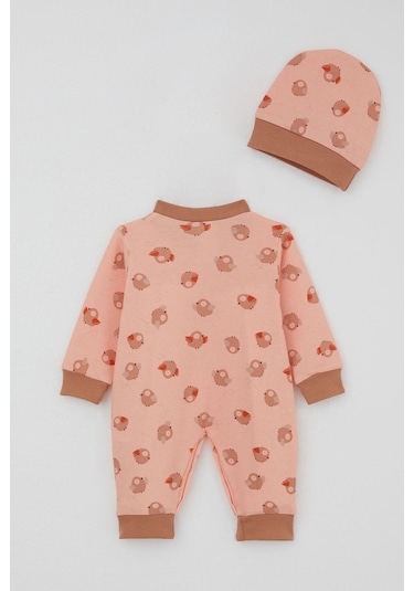 Breeze Kız Bebek Tulum Sevimli Kuşlar Desenli 0-6 Ay, Somon SOMON