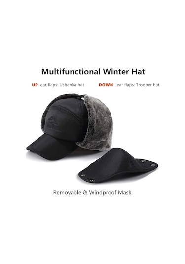 Rüzgar Geçirmez Kayak Kışlık Kürk Astarlı Şapka