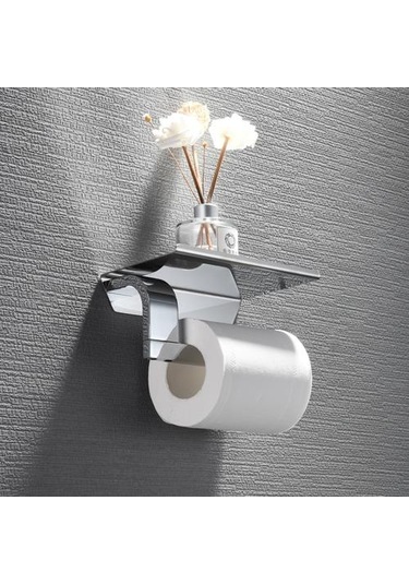 Banyo Paslanmaz Çelik Düz Rulo Tutucu, Tuvalet Kağıdı Havlu Tutucu, Kağıt Havlu Kanca, Cep Telefonu Raf, Banyo Donanım Kalem Kağıt Tutucular Gümüş 16.5 x 12.2 x 11.2 CM
