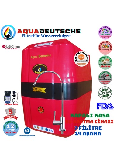 Elegance Pompalı Kırmızı 12 Lt 7 Filtre 14 Aşama Su Arıtma Cihazı