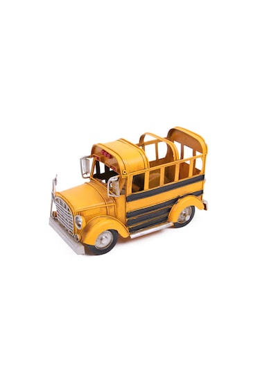 Dekoratif Metal Araba Okul Otobüsü Kalemlik 1510a-8279 Model