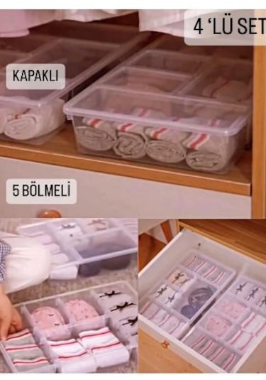 4 Adet Luna Kapaklı Masa Üstü Düzenleyici Ofis Malzemesi Saklama