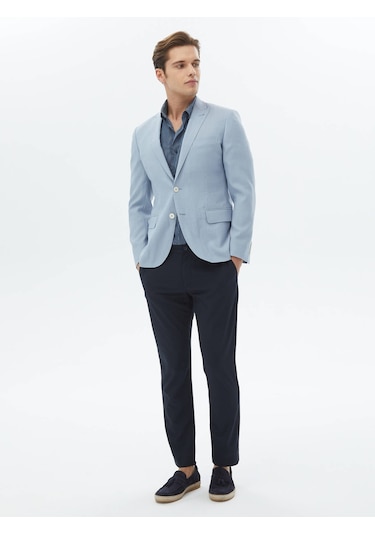 Kip Açık Mavi Düz Slim Fit Ceket 001