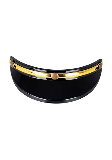 Teltree Kask Üstüne Takılabilir Güneş Koruyucu Önlük - Motor Kaskı 3/4 Kask Üç Kancalı Güneşlik Siyah Altın