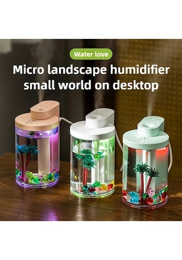 Techbloom 2025 Yeni Mikro Peyzaj Nemlendirici Landscape Style Pink Usb Güçlü Sessiz Esansiyel Yağ Difüzörü Hava Temizleyici Dekor