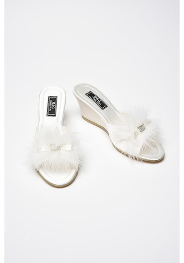 Gc Kaz Tüyü Yüksek Feta Bayan Terlik 170 Ekru