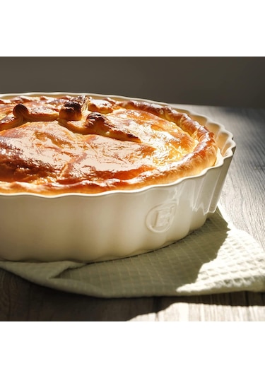 Emile Henry Tart-Börek-Fırın Kabı Yuvarlak 32 cm Ekru/Clay Ekru