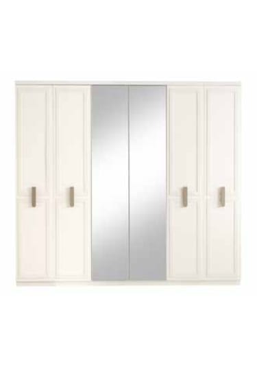 Lucca Tamamı Mdf 6 Membranlı Kapaklı Reflekte Camlı Gardırop Dolap Beyaz
