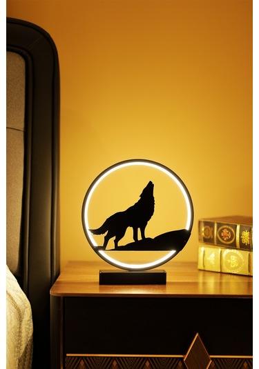 Bozkurt Metal Led Masa Lambası Yalnız Kurt Temalı Dekoratif Gece Lambası Led Özgürlük Simgesi Kurt