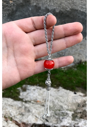 Kehribar Taşlı 925 Ayar Gümüş Anahtarlık
