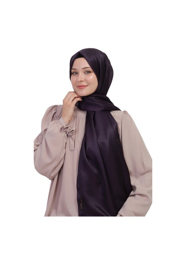 Çift Taraflı Düz Jakar Şal Parlak & Mat Dokulu, Özel Gün Şalı, Düz Renk MÜRDÜM