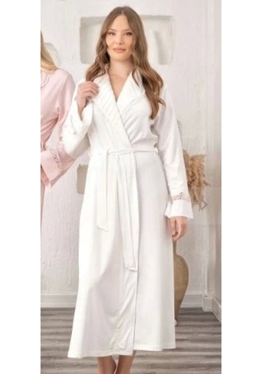 Bone 5930 Lycra Nevrürlü Şal Yaka Sabahlık Ekru