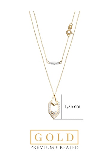 14 Ayar Sarı Altın Sertifikalı Premium Created Taşlı 42 Cm Kolye