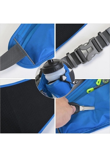 Butu Yürüyüş Fanny Paketi Su Şişesi Tutucu Bisiklet Bel Çantası - Siyah