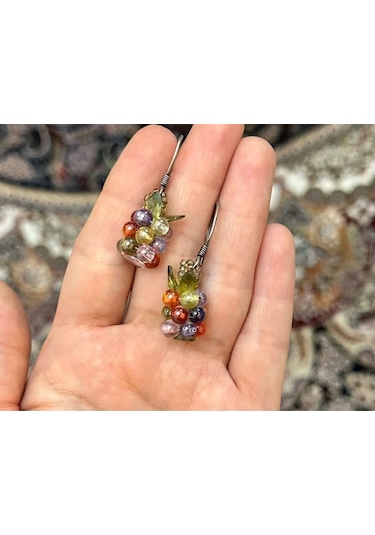 Zirkon Üzüm Salkımı Küpe