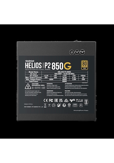 Gamdıas Helıos P2-850g, 850w, 80+ Gold, Full Modüler, Aktif Pfc, Gamıng, Atx, Power Supply Psu