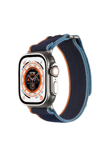 Tuva Teknoloji iOs Watch Uyumlu Ultra 49mm Hasır Kordon Krd-106 Strap Kayış-yeşil
