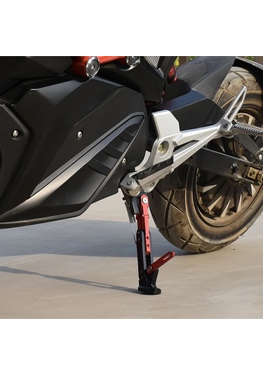 Chuangyinshop 1pc Red Ayarlanabilir Alaşım Motosiklet Yan Sehpası Universal 150kg Kapasite Kıcry