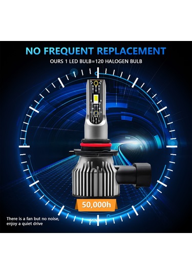 Honmex Araç Led Farları 120w 12000lm 6500k Ip68 Su Geçirmez 10-32v 9005/9006/h1/h4/h7/h11 Uyumlu 2 Adet