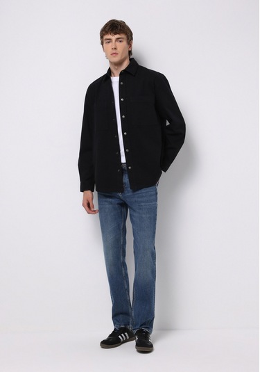 Colins Comfort Fit Shirt Neck Düz Erkek Siyah Shacket Cl1076729 Q1.v1 Blk Siyah