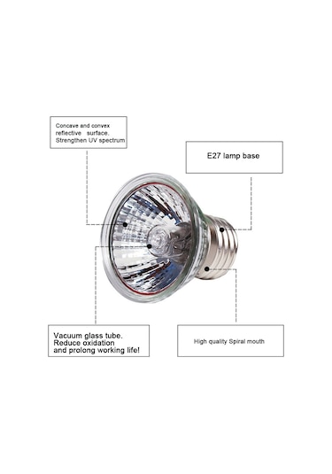 Sones Uva+uvb Tam Spektrumlu Güneş Sürüngen Lambası Kertenkele Işık Kaplumbağa Basking Lambası, Özellikler: 25w