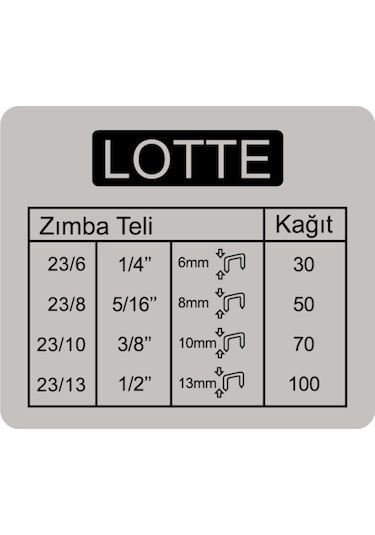 Lotte Zımba Makinesi Arşiv Tipi Kollu 100 Yaprak Gri Lt326 N11.303