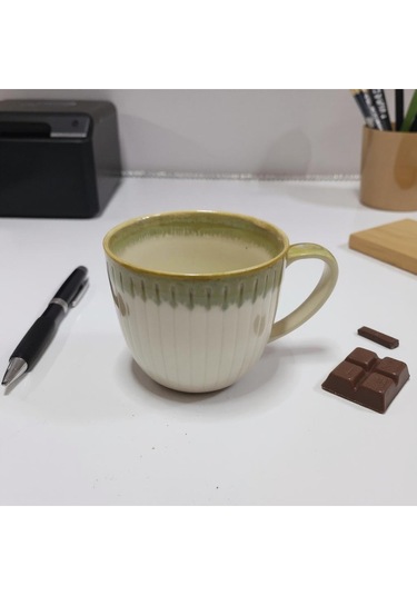 Vintage Seramik Kahve Kupası Kahverengi-beyaz