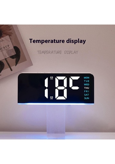 Gh8033 Led Dijital Saat Tarih Sıcaklık Göstergesi Ortam Işığı Çift Alarm Akıllı Masaüstü Saati - Beyaz Kasa / Pembe Işık Beyaz Kabuk / Pembe Işık