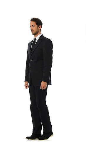 SPOSO 692 İki Düğme Tek Yırtmaç Dar Kalıp K.Lacivert Takım Elbise Koyu Lacivert