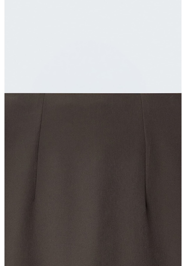 Sateen Düz Kalem Etek - Antrasit-137386