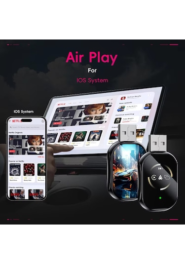 Q1 3in1 Kablosuz Carplay Adaptörü Ekran Yansıtma Telefon Kontrolü Sadece Apple İos İphone İçin Diğer