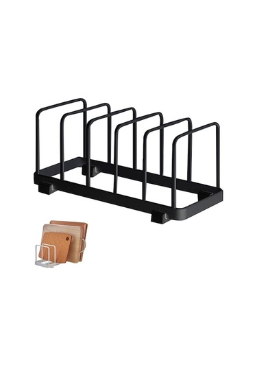 Fastbuy Dolap Bulaşık Rafı, 5 Bölmeli Paslanmaz Çelik Standı, Tabak Tutucu Siyah