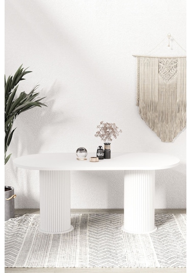 Avvio Veyron Teddy Sandalye 80x140 Yemek Masası Mutfak Masası 6 Sandalyeli Masa Sandalye Takım Beyaz