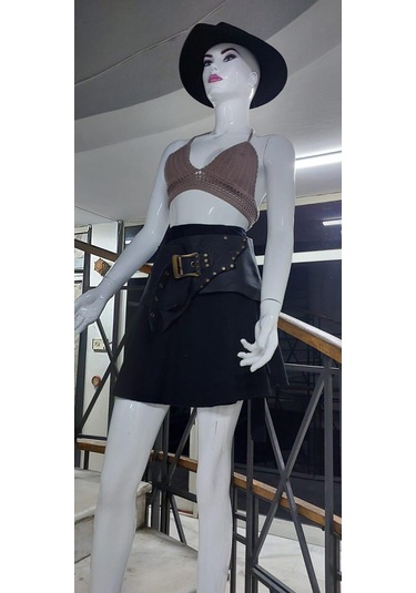 Eren Style Boho Antik Tokalı Zımbalı Hakiki Deri Kemer 80 Cm-95 Cm -9265 Siyah