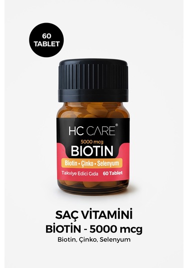 Hc Care Biotin 5000 Mcg Vitamin & Mineral Takviye Edici Gıda 60 Tablet