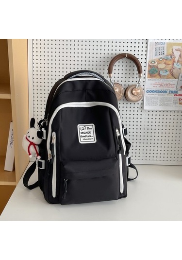 Yeni Kontrast Renkli Çok Amaçlı Sırt Çantası Büyük Kapasiteli Moda Rahat Sırt Çantası Ortaokul Öğrencisi Okul Çantası 91jopg Siyah - Siyah