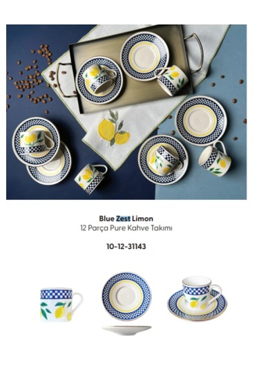 Porser Blue Zest Limon Pure Kahve Takımı 12 Parça