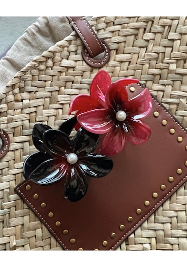 İncili Lotus Kemik Mandal Toka Çok Renkli