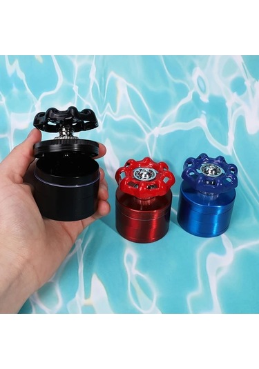 Elmpaly Siyah 50mm 4 Katman Manyetik Kapaklı Manuel Tütün Değirmeni Elektriksiz