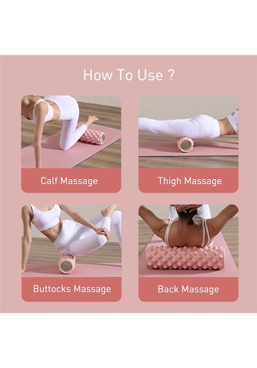 Anjiexun Yoga Direği Mini Egzersiz Aleti Spor Salonu Köpük Silindiri Egzersiz Boyun Masajı Pembe