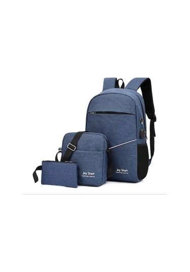 Novahub Mavi Yeni Varış Sırt Çantası Omuz Çantası Erkek İş Dizüstü Sırt Çantası Eğlence Çantası Açık Seyahat Çantası Üç Parçalı Takım Elbise MAVİ