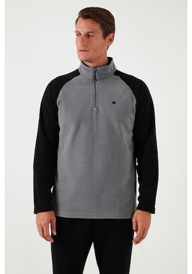 Buratti Slim Fit Yarım Fermuarlı Kışlık Şardonlu Erkek Polar 5906055 Gri