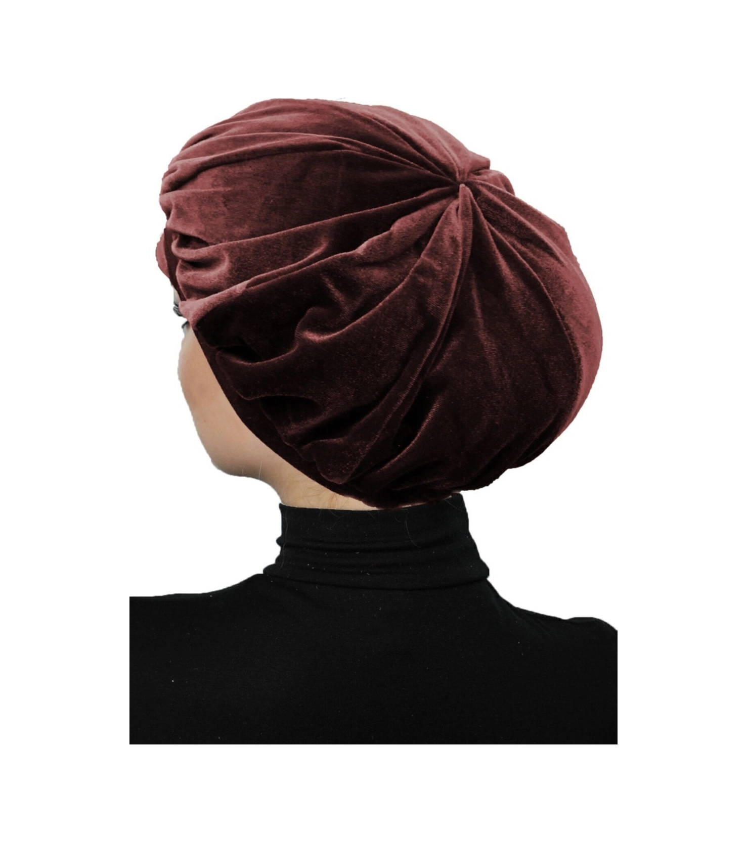 Kadife Şapka Toka Detaylı Kahve Hazır Türban Tesettür Bone Kahve