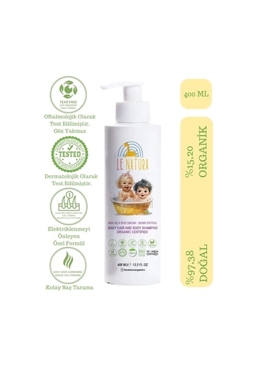 Organik & Vegan, Glutensiz Bebek Saç Ve Vücut Şampuanı 400 Ml