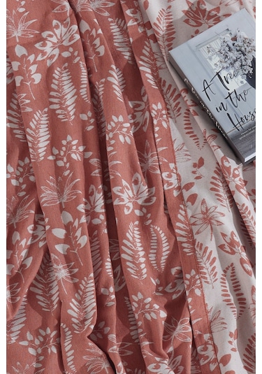 Elart Mokka Keten Görünümlü Yatak Örtüsü Pike Seti 3 Parça Çift Kişilik Tarçın