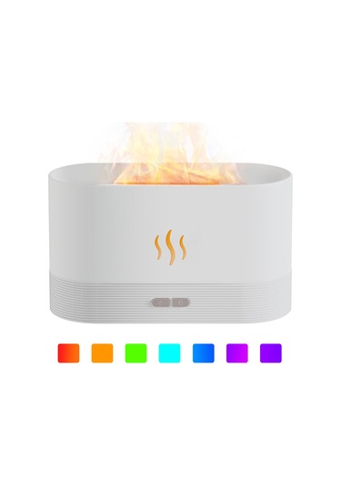 Suofeng Ev Kullanıma 7 Renkli Ateş Işıklı Nemlendirici, Otomatik Kapanma Özelliğiyle Aromaterapi Diffüzyörü